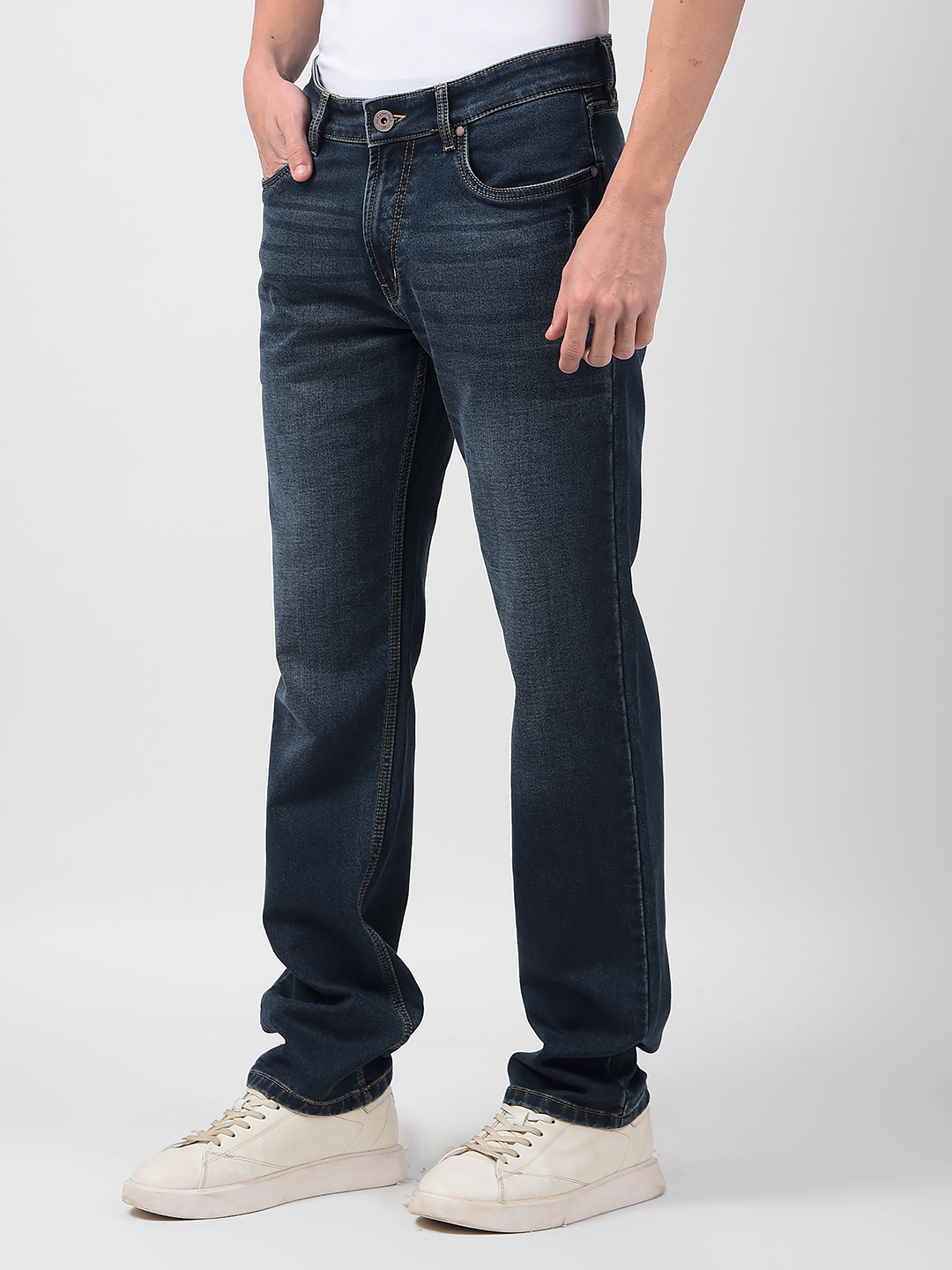 Numero Uno Men Solid Dark Blue Jeans